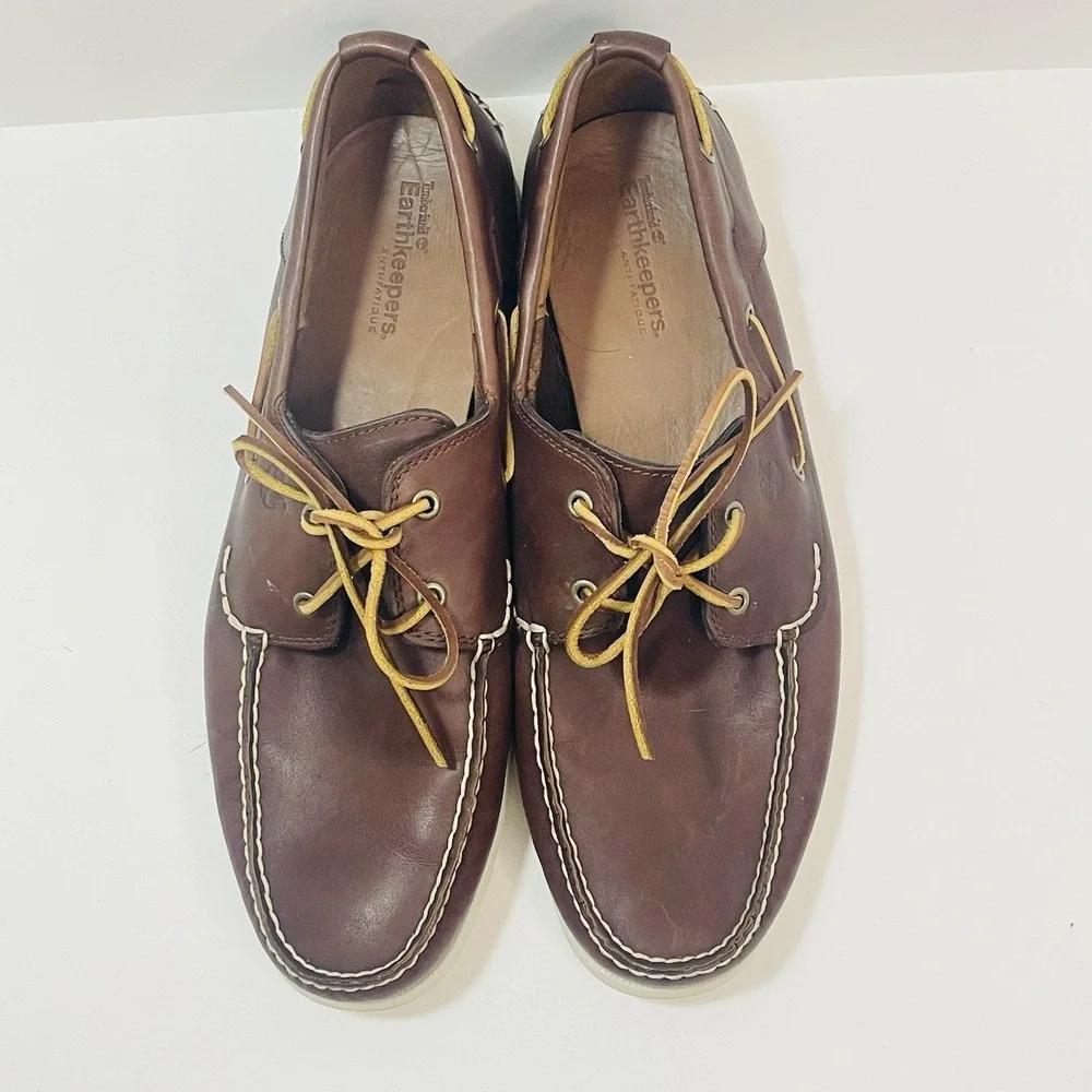 TIMBERLAND Earth Keepers Brown Heritage 2 Eye Boat Shoes Mens Size 14 W